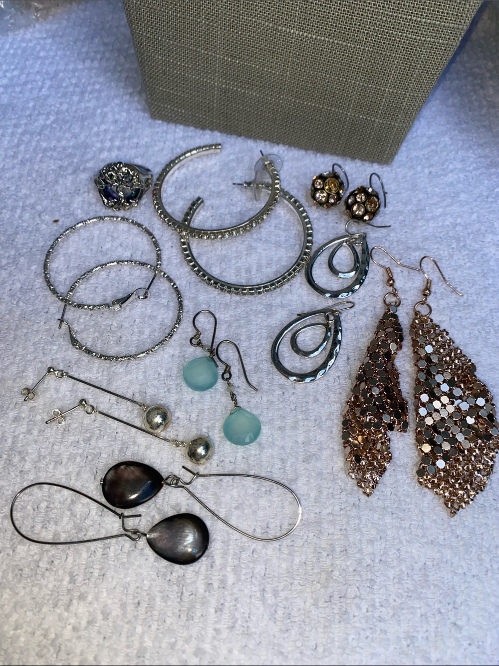 Mixed Women's Earring Set in Silver, Rose Gold, and Aqua - Unbranded